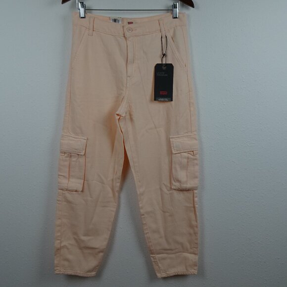Levi's Baggy Cargo Pants Women's Size 27x28 Pink Blush Cotton Relaxed Fit - Picture 1 of 10